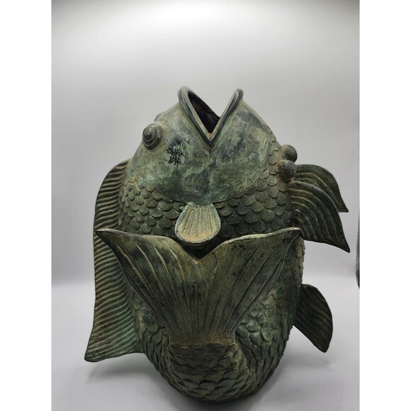 Other - Brass Bronze Koi Fish Sculpture or Bookend 8 1/2 Inches Tall